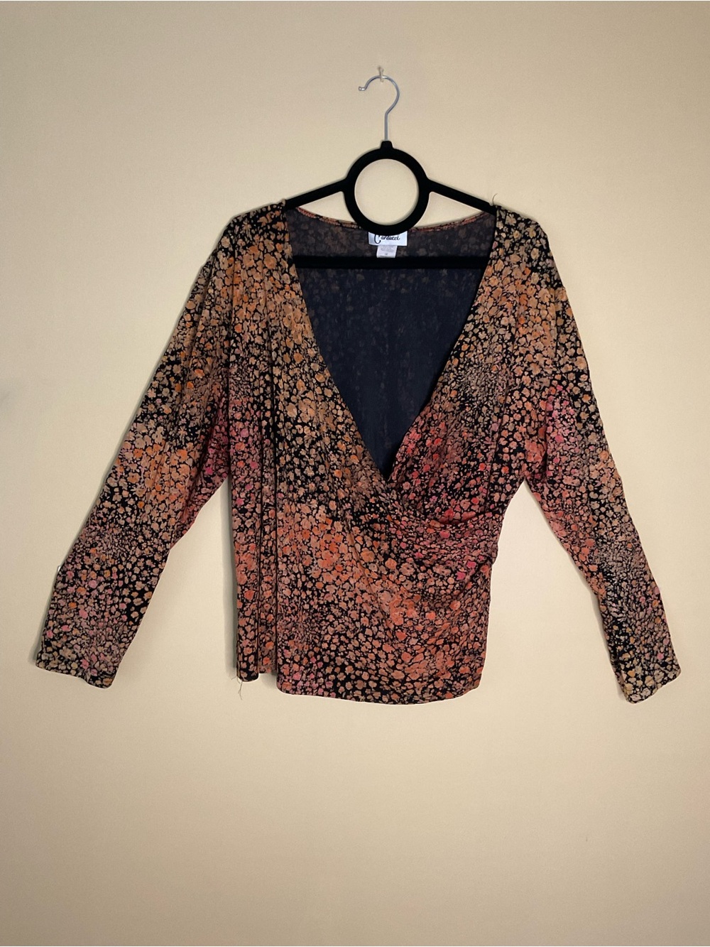Carducci Plus Size Floral Wrap-Front Blouse